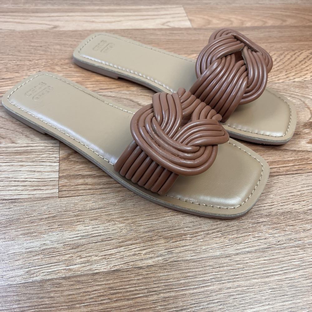 ASOS Design Fifi Woven Mule Flat‎ Sandals Slides Tan Women's US Size 8 NEW